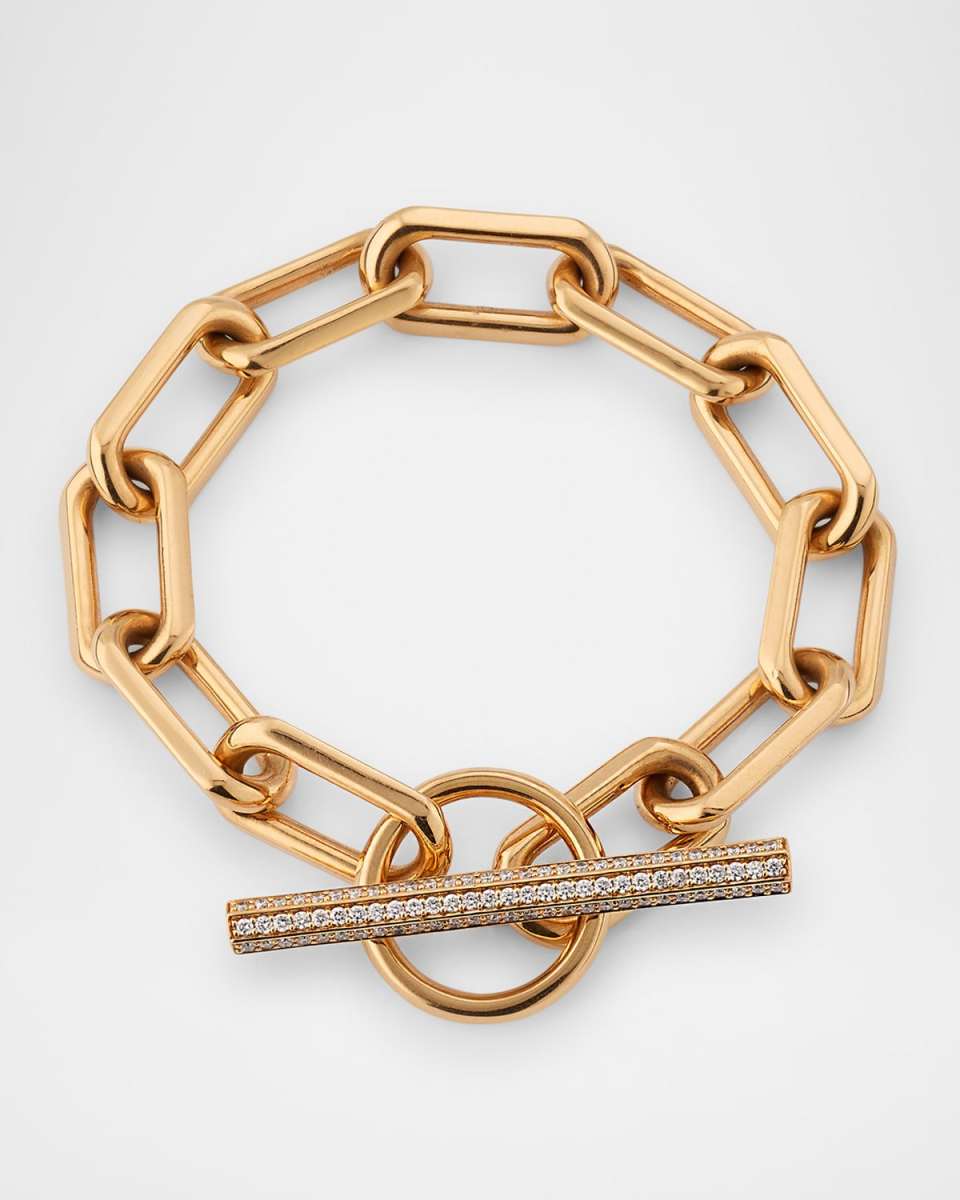 18K Rose Gold and Diamond Jumbo Chain Link Toggle Bracelet